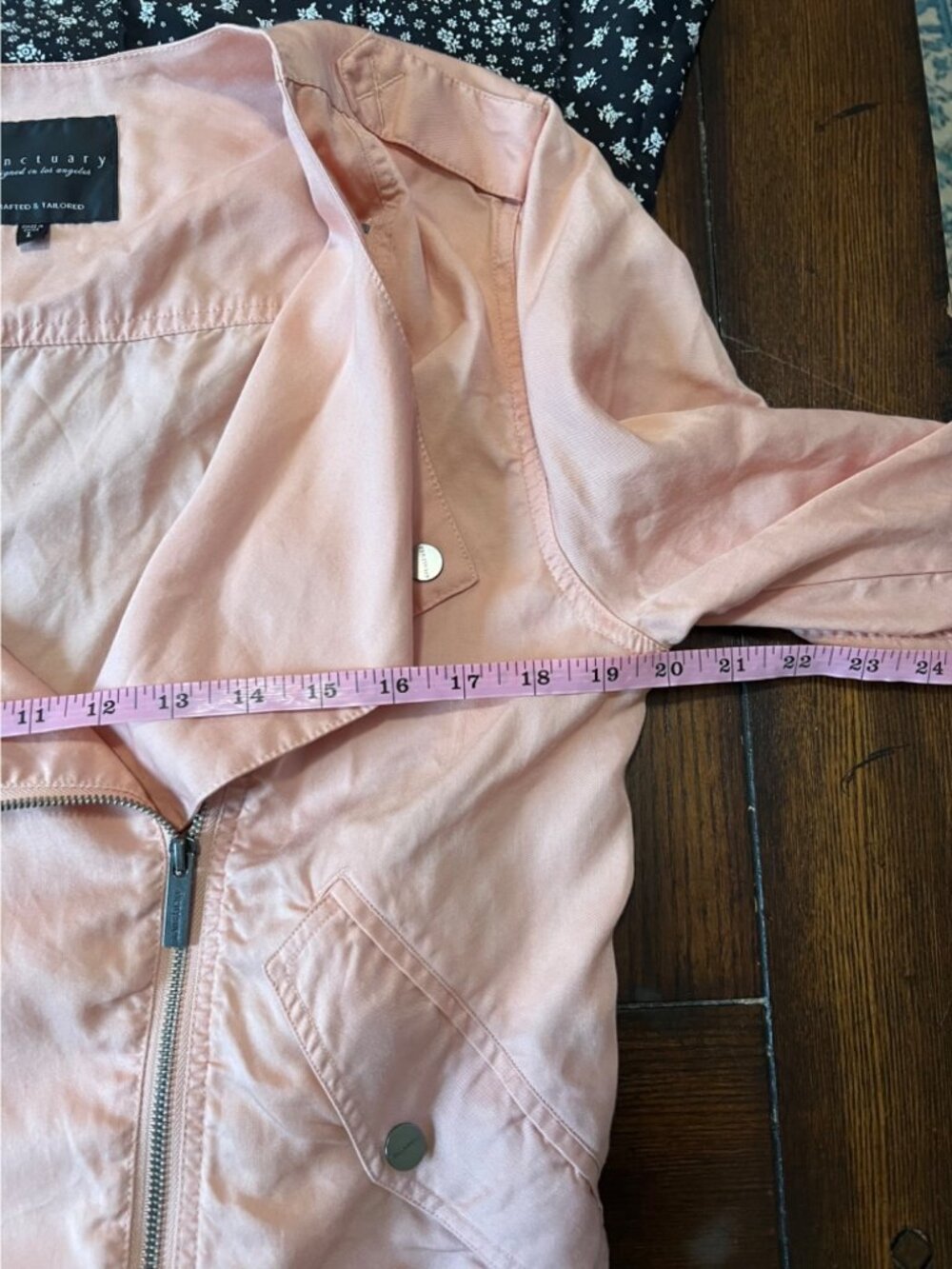 Sanctuary Moto Jacket Lyocell Pink Lightweight Asymmetrical Zip Up Lightweight L - Picture 6 of 7